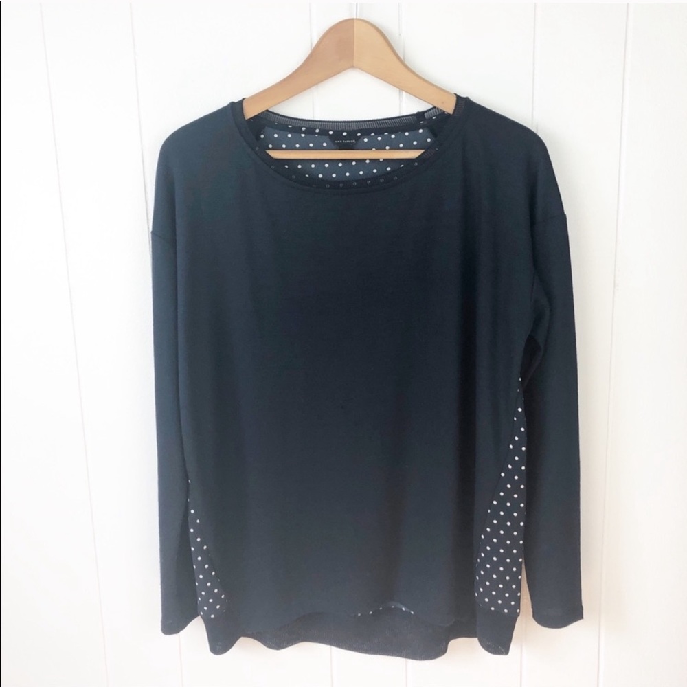 Ann Taylor Navy Blue Top with Polka Dot Back - Picture 2 of 9